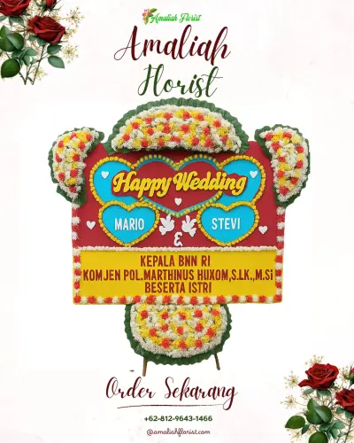 Karangan Papan Bunga Pernikahan di 2 Ilir
